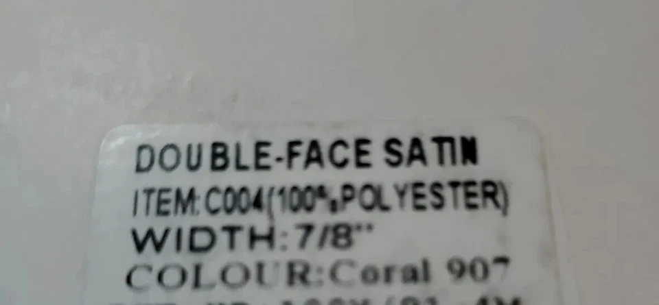 7/8" inch DOUBLE FACED SATIN Ribbon, 10 yards/Roll,  Coral, 100% polyester - Image 2 of 3