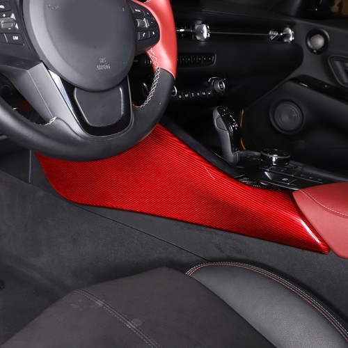 Red Carbon Fiber Center Console Left Side Panel Trim Cover FOR GR Supra 2020-23 - Picture 5 of 20