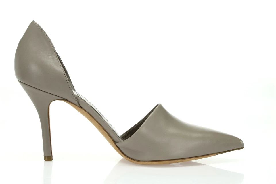 Vince. Zapatos de salón de tacón D'Orsay de cuero gris para mujer talla 9,5 M Foto 3 de 4