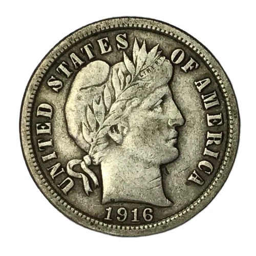 1916 10C Barber Dime XF #