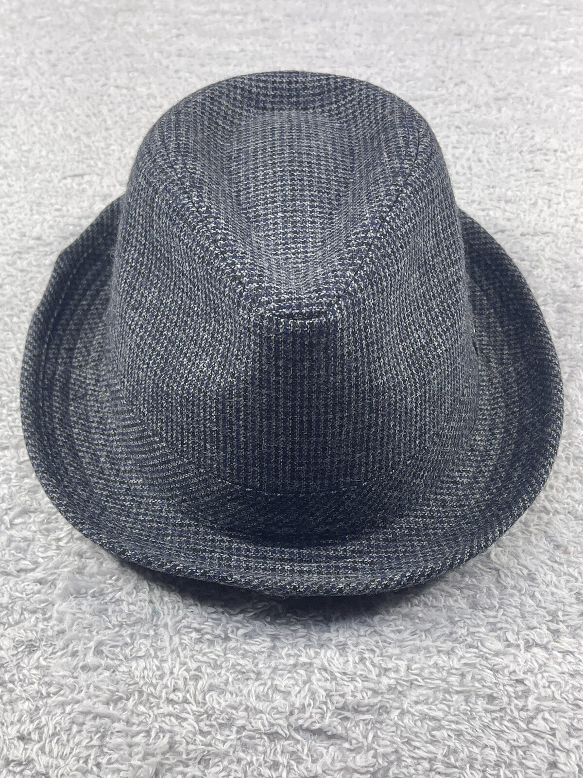 Stetson Hounds Tooth Blue Wool Blend Fedora Hat for Men Size Medium RN 31905-image