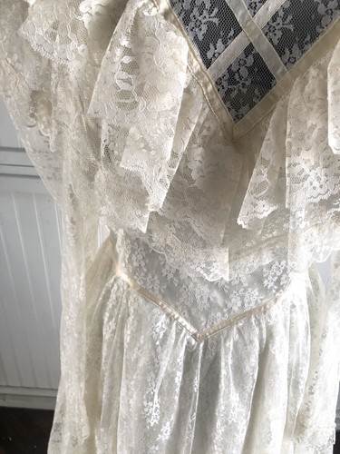 Romantic Jessica McClintock Victorian Inspired Layered Lace Dress Wedding - Picture 10 of 23