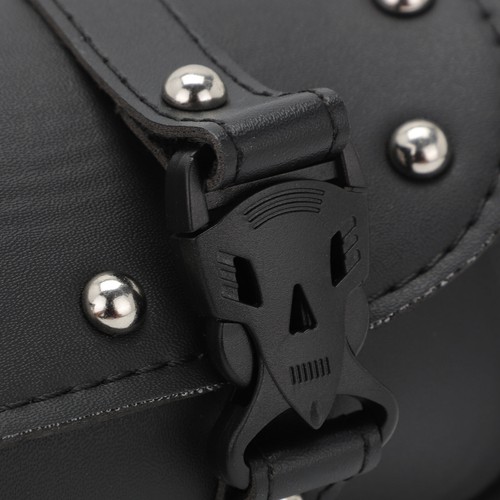 Motorrad Toolbag Werkzeug Leder Lenker Rolle Für Harley Chopper Tasche Schwarz - Bild 11 von 12