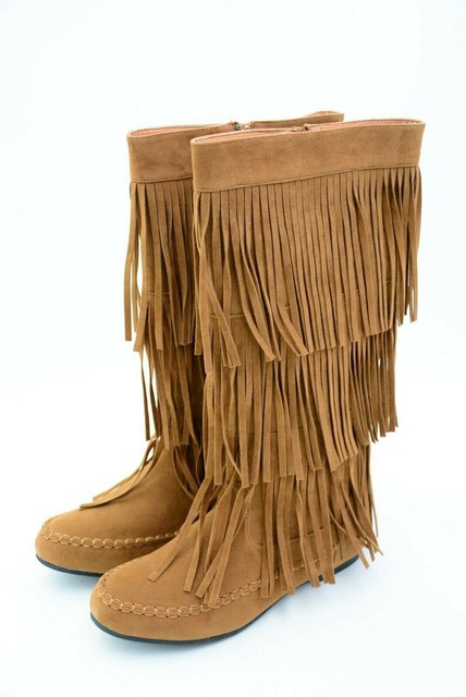 women's fringe moccasin boots