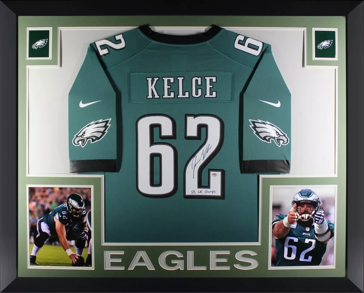 Jason Kelce Autographed Philadelphia Eagles Nike Super Bowl Framed Jersey  PSA