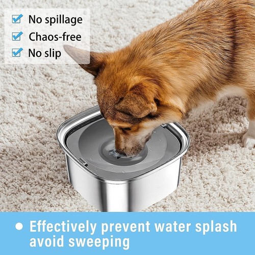 3L Dog Water Bowl 101oz Stainless Steel Dog Bowl No Spill Large Capacity Dog Foo - Picture 6 of 7