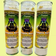 3x Set Limpia Aura Veladora Preparada y Conjurada para limpiar aura de brujeria