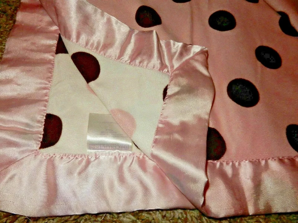 Manta de bebé 7D Lambs & Ivy Dot clásica rosa marrón terciopelo satinado polar Foto 2 de 4