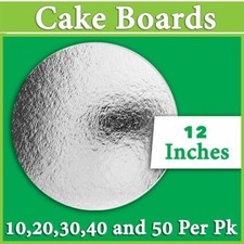 Cake Board Silver RD 12"-Cake Cupcake Cardboard Window Cookie Boxes Muffin Cases