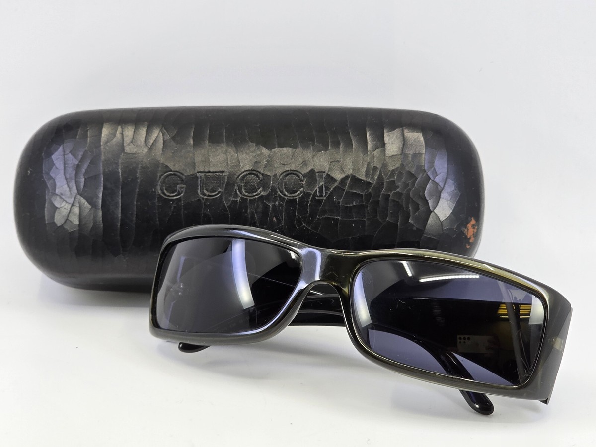 VINTAGE 90s GUCCI Model GG 2493/S REGTANGULAR-WRAPPING DARK GRAY