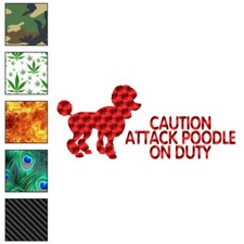 Attack Poodle, Vinyl Decal Sticker, 40 Patterns  3 Sizes, 6170