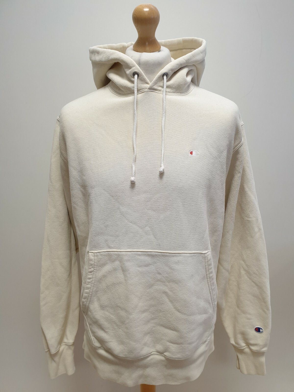 Z289 MENS CHAMPION CREAM L/SLEEVE HOODED SWEATSHIRT TOP HOODIE UK M EU 50 |  eBay