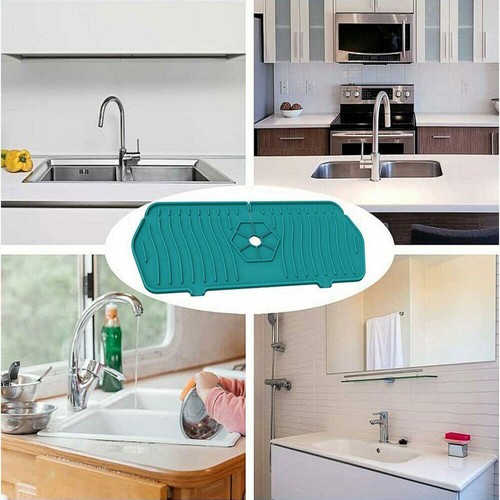 Kitchen Faucet Sink Splash Guard Silicone Faucet Water Catcher Drying Mat Pad - Picture 10 of 16
