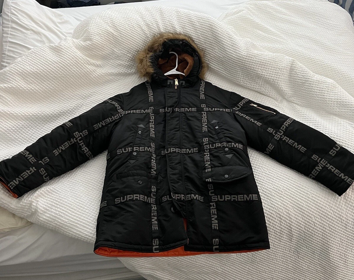 Parka homme Supreme M Logo Tape N 3B noire