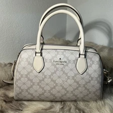 NWT Kate Spade Large Duffle Crossbody - Dark Beige Spade Flower - Gorgeous Bag!