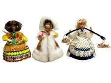 Vintage 1970's Li l Lil Missy 5" Beaded Cultural Dolls Lot of 3 Dolls