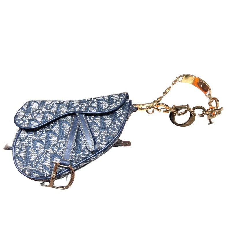 Mini sacoche de selle Christian Dior Oblian Mu0060 pochette toile marine r20_0420