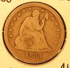1858 United States Seated Liberty Silver quarter F-12 NO RESERVE