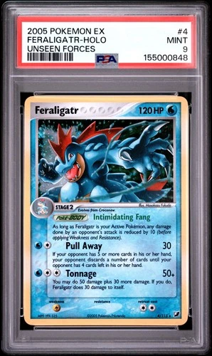 2005 POKEMON EX UNSEEN FORCES #4 FERALIGATR-HOLO PSA 9