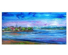 Original Acrylgemälde Bodensee Landschaft handgemalt 100x50 BURGSTALLER
