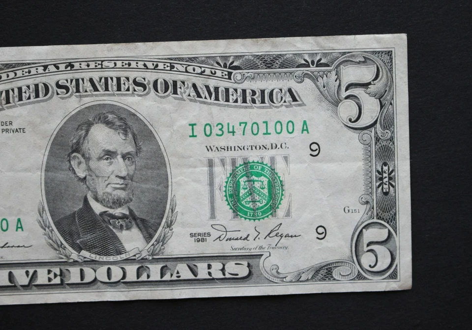 1981 $5/Minneapolis/ Federal Reserve Note/avg. circulation/F-1976I/very cool SN - Image 4 of 4