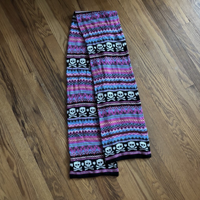 NEW Joe Boxer 65" Women's Young Adult Scarf, Skull Multi Color Black Pink  Nwot