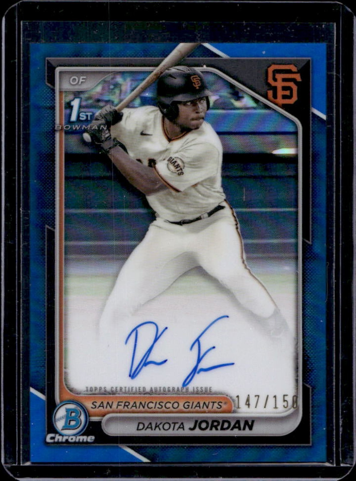 2024 Bowman Draft Dakota Jordan Chrome Auto Blue Refractor 1st #/150 Giants