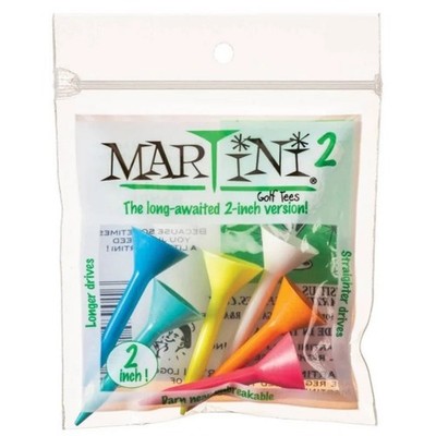 NEW Martini Golf Tees Inc Martini Tees 2'' Plastic Pack of 6 Multi-Color