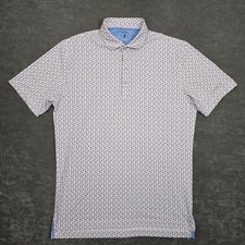 Johnnie-O Polo Shirt Mens Medium White Top-Shelf UPF 50 Stretch Golf Performance