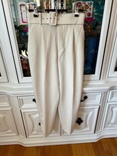 Zara High Waisted Belted Cream Pants M