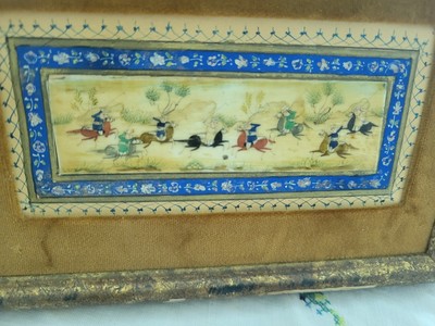 Vintage Persian Miniature Painting Image Is 4.25 X 1.25 Khatam Marquetry 