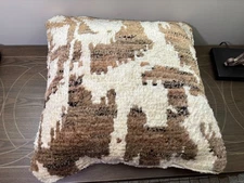 Pottery Barn Reign Ikat Pillow Cover 22” Mocha Cream + Down Feather Pillow inser