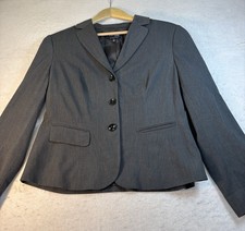 Evan Picone Essentials Sz 12 Charcoal Gray Blazer Jacket 3 Button Stretch Career