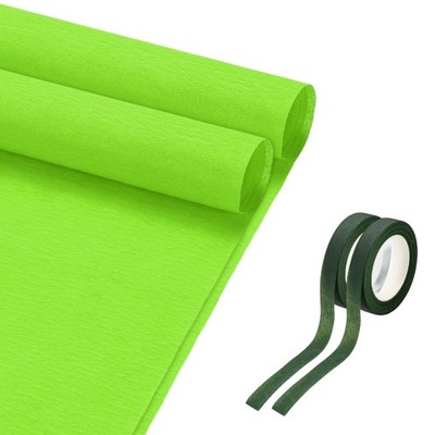 19.7'' Wide 3.3Ft Long Crepe Paper Roll for Making DIY(Light Green, 2pcs)