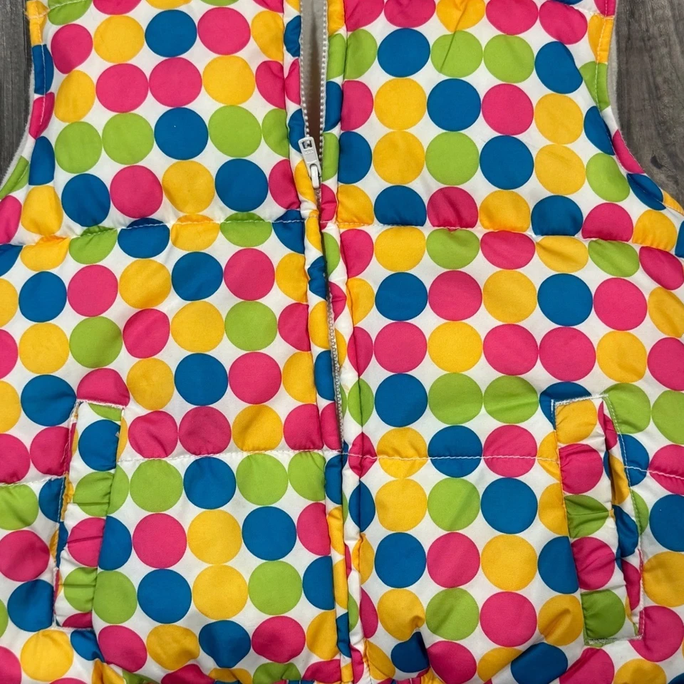 Chaleco acolchado Crazy 8 Girls XL 14 colorido a lunares sin mangas bolsillos con cremallera Foto 3 de 4