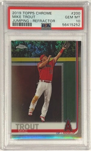 2019 Topps Chrome Refractor #200 Mike Trout Jumping PSA 10 Gem Mint Angels
