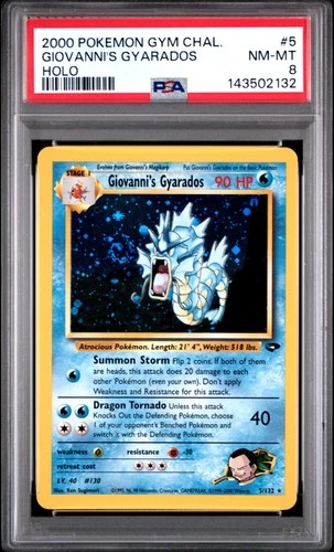 2000 POKEMON GYM CHALLENGE HOLO #5 GIOVANNI'S GYARADOS PSA 8