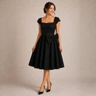 Vintage 1950s Swing Dress Rockabilly Black & Red Evening Party Skater Dress