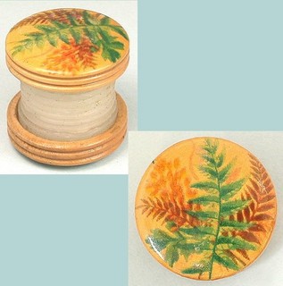 Antique Mauchline Fern Ware Thread Waxer Scottish Circa 1890s