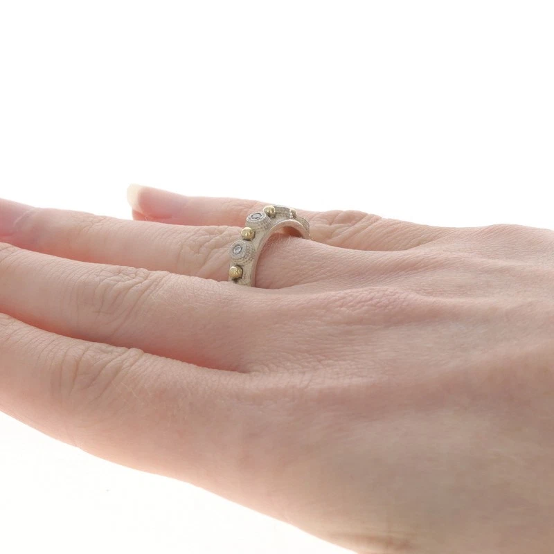 Sterling Silver Diamond Eternity Band - 925 & Gold 14k Round .25ctw Ring Sz 6 - Image 4 of 4