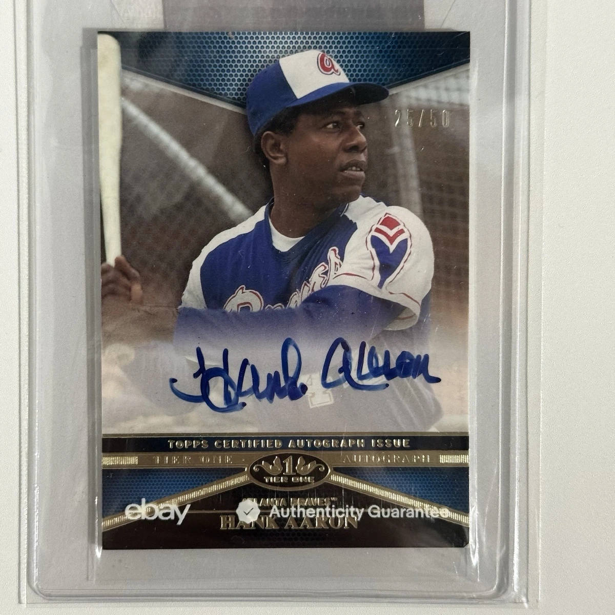 Topps Hank Aaron Autographed Baseball Sports Trading Cards for