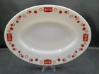 Vintage Pyrex Red White Kettle Oval Plate