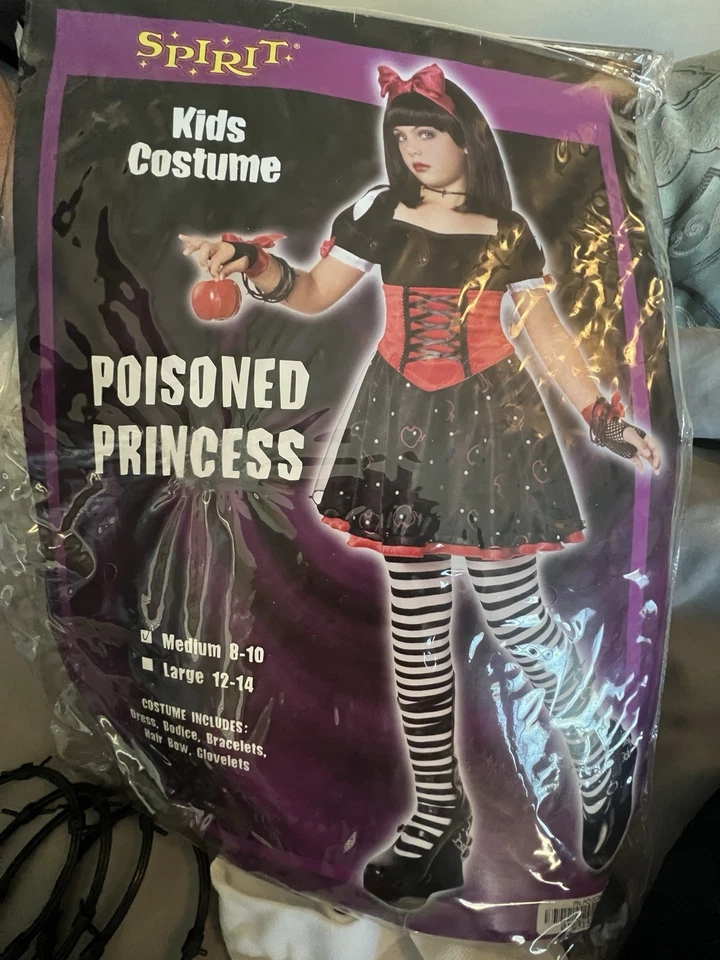 Disfraz de princesa envenenada para niñas Halloween talla mediana 8-10 falta un guante Foto 2 de 4