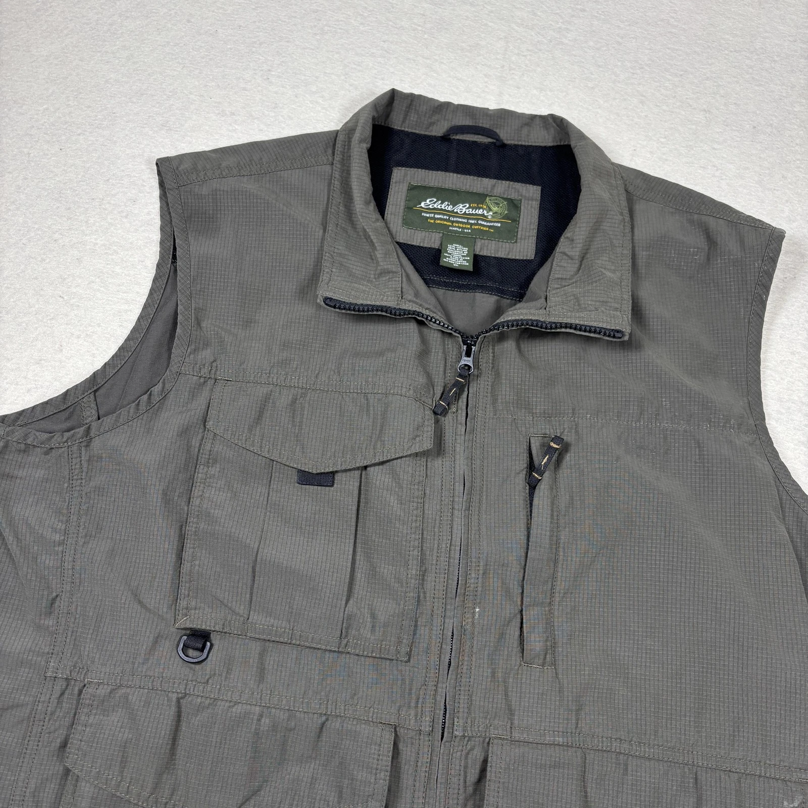 Eddie Bauer Y2K Fishing Utility Vest Men's XL Outdoor Gear Vintage Pockets