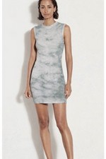 Enza Costa green and white tie-dye short ribbed tank dress size XS