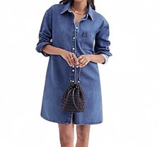 Ann Taylor Sz M Denim Shirt Dress/ Light Jacket Lyocell/Recycled Cotton Blend