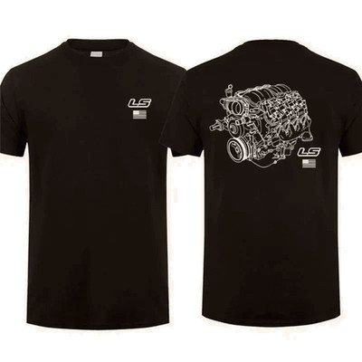 V8 Engine Blueprint T-Shirt   Mechanical Line Art Automotive Streetwear