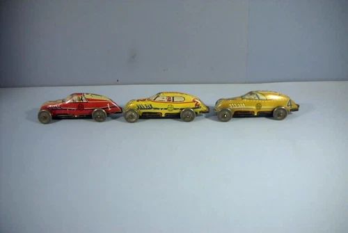Three Marx Toys, Wind Up Tin Litho, Race Cars, circa 1930s, Work, No Key