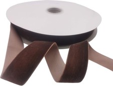    Nylon Velvet Ribbon Single Faced 1 Inch X 25 Yards Spool Brown
