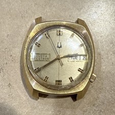 1976 N6 218 Bulova Accutron Gold Ton Head Only Watch Not working Day Date